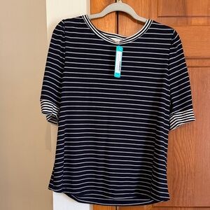 Nine Britton Stitch Fix Navy and White Striped Short Sleeve Tee